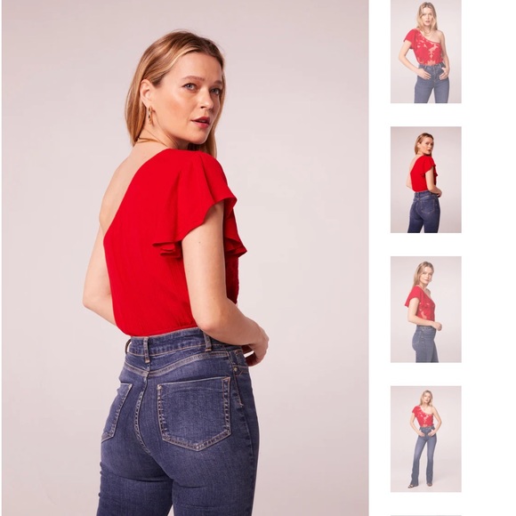 BAND OF THE FREE KALLITHEA RED SHEER EMBROIDERY BODYSUIT - Picture 4 of 10